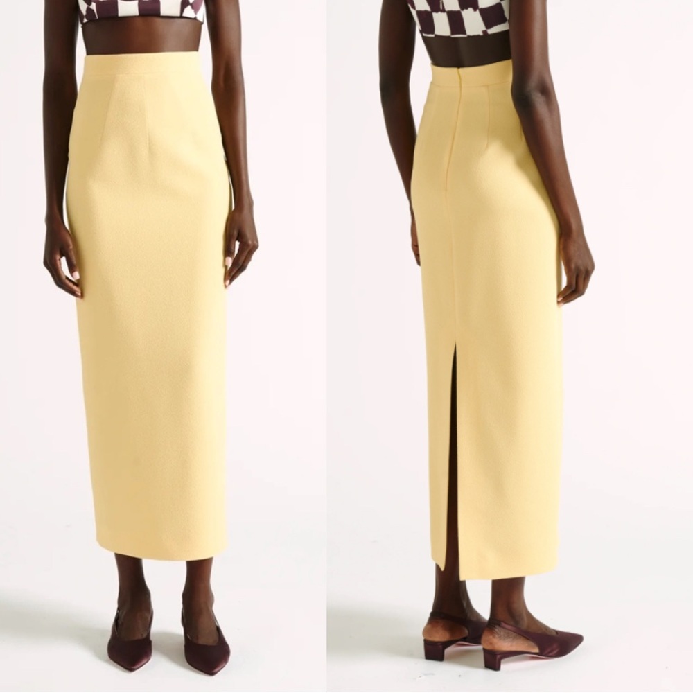 Emilia Wickstead Lorinda Lemon High Waist Pencil Midi Skirt US 4 UK 8 NWT
